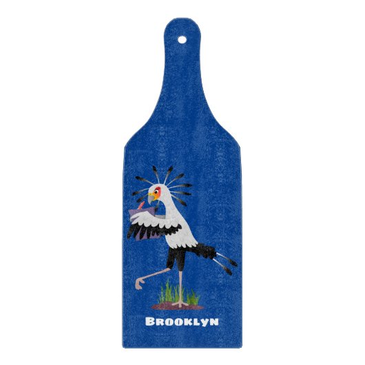 Niedlicher Sekretär Vogel schreibt Notizen Cartoon Schneidebrett (Vorderseite)