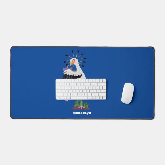 Niedlicher Sekretär Vogel schreibt Notizen Cartoon Schreibtischunterlage (Tastatur & Maus)