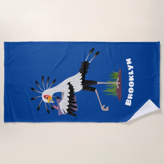 Niedlicher Sekretär Vogel schreibt Notizen Cartoon Strandtuch (Vorderseite)