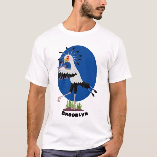 Niedlicher Sekretär Vogel schreibt Notizen Cartoon T-Shirt (Vorderseite)