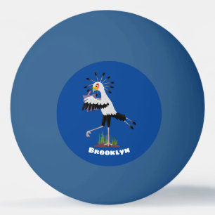 Niedlicher Sekretär Vogel schreibt Notizen Cartoon Tischtennisball