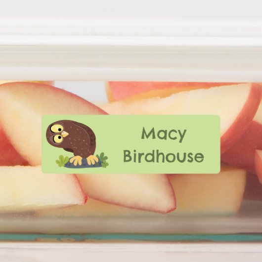 Niedlicher, seltsamer, brauner Uhu-Cartoon persona Etiketten (Befestigt)