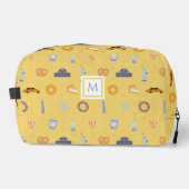 Niedlicher Senfgelb New York City Muster Monogram Waschbeutel (Vorderseite)