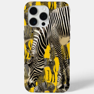 Niedlicher Senfgelber Zebras-Herde iPhone 15 Pro Max Hülle