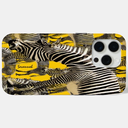 Niedlicher Senfgelber Zebras-Herde Case-Mate iPhone Hülle (Rückseite (Horizontal))