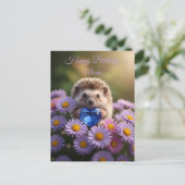 Niedlicher September-Igel mit Saphirherz Postkarte (Stehend Vorderseite)