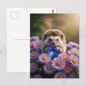 Niedlicher September-Igel mit Saphirherz Postkarte (Vorne/Hinten)