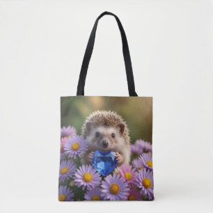 Niedlicher September-Igel mit Saphirherz Tasche