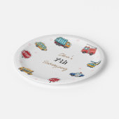 Niedlicher Service Vehicle Birthday bash Pappteller (Schrägansicht)