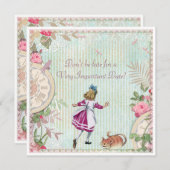 Niedlicher Shabby Chic-Alice im Einladung (Vorne/Hinten)