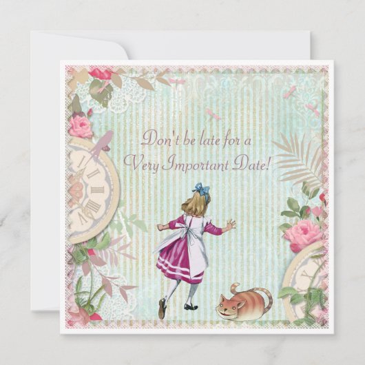 Niedlicher Shabby Chic-Alice im Einladung (Vorderseite)