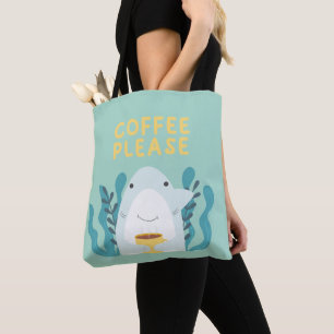 Niedlicher Shark Drink Kaffee Tote Tasche