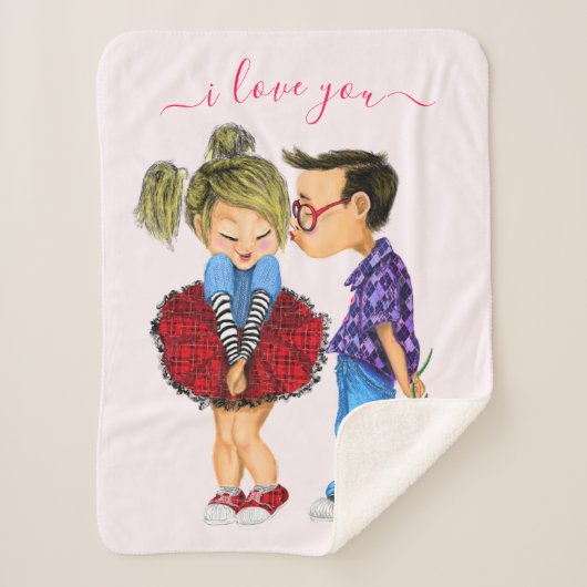Niedlicher Sherpa-Deckenschuh mit Text - I Liebe S Sherpadecke (Vorderseite)