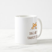 Niedlicher Shiba Inu Corgi Dog Peeking oben Zitat Kaffeetasse (VorderseiteRechts)