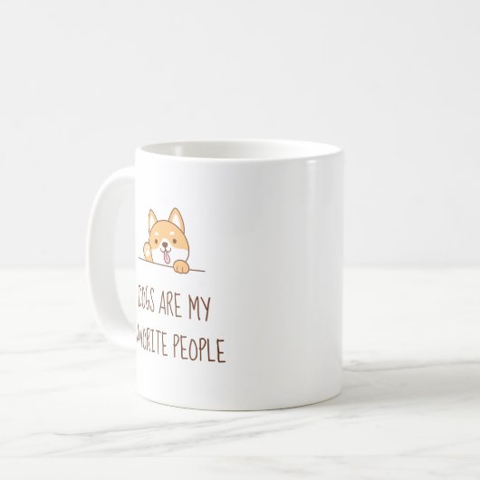 Niedlicher Shiba Inu Corgi Dog Peeking oben Zitat Kaffeetasse (Vorderseite Links)