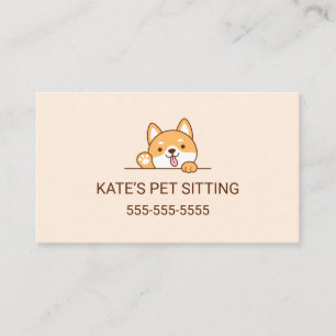Niedlicher Shiba Inu Corgi Dog Sitzdienst Visitenkarte