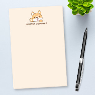 Niedlicher Shiba Inu Corgi Hund Peeking über Indi Post-it Klebezettel