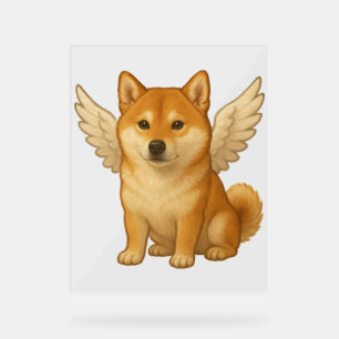 Niedlicher Shiba Inu Engel Cartoon Happhund Acrylschild