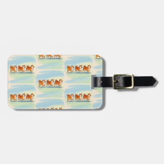 niedlicher Shiba-Inu-Gang im Liniengepäck Gepäckanhänger (Vorderseite horizontal)