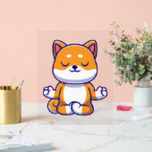 Niedlicher Shiba inu Hund, der Yoga Meditation Car Acrylschild (Hochzeit)