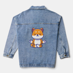 Niedlicher Shiba inu Hund, der Yoga Meditation Car Jeansjacke
