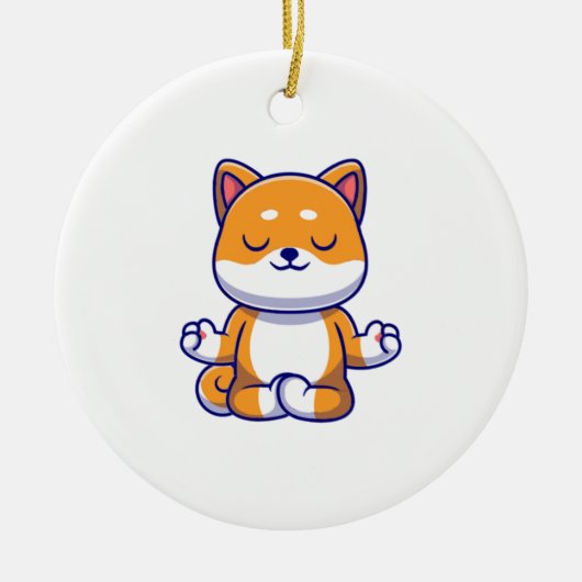 Niedlicher Shiba inu Hund, der Yoga Meditation Car Keramik Ornament (Vorne)