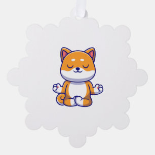 Niedlicher Shiba inu Hund, der Yoga Meditation Car Ornament Karte