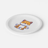 Niedlicher Shiba inu Hund, der Yoga Meditation Car Pappteller (Schrägansicht)