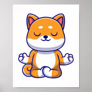 Niedlicher Shiba inu Hund, der Yoga Meditation Car Poster