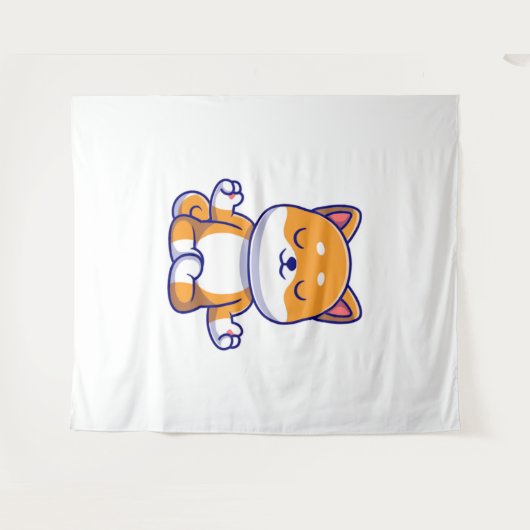 Niedlicher Shiba inu Hund, der Yoga Meditation Car Wandteppich (Vorderseite (Horizontal))