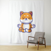 Niedlicher Shiba inu Hund, der Yoga Meditation Car Wandteppich (Beispiel)