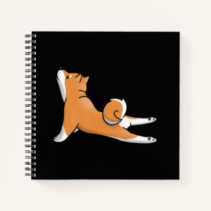 Niedlicher Shiba inu Hund Yoga-Pose Geburtstag Notizblock