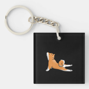 Niedlicher Shiba inu Hund Yoga-Pose Geburtstag Schlüsselanhänger