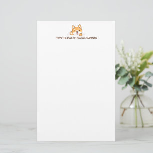 Niedlicher Shiba-Inu-Korgi-Hund Peeking benutzerde Briefpapier