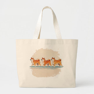 niedlicher Shiba inu Spaziergang in einem T - Shir Jumbo Stoffbeutel