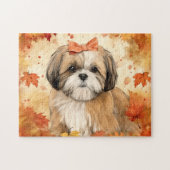 Niedlicher Shih-tzu-Hund/Herbst/Herbst Puzzle (Horizontal)
