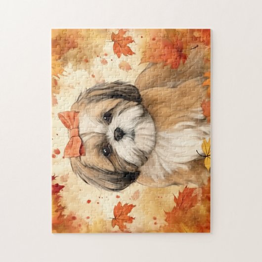 Niedlicher Shih-tzu-Hund/Herbst/Herbst Puzzle (Vertikal)
