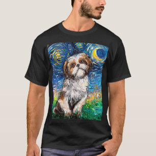Niedlicher Shih Tzu Lhasa Apso Starry Night Dog Ar T-Shirt