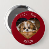 Niedlicher shih tzu Liebe Valentinherz Foto Button (Vorne & Hinten)