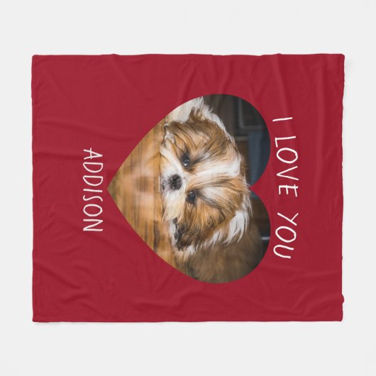 Niedlicher shih tzu Liebe Valentinherz Foto Fleecedecke (Vorderseite (Horizontal))