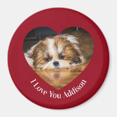 Niedlicher shih tzu Liebe Valentinherz Foto Magnet (Vorne)