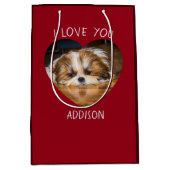 Niedlicher shih tzu Liebe Valentinherz Foto Mittlere Geschenktüte (Vorderseite)