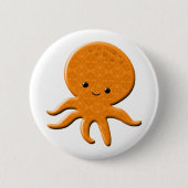 Niedlicher Shiny Octopus Cartoon Button (Vorderseite)