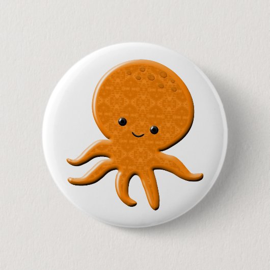 Niedlicher Shiny Octopus Cartoon Button (Vorderseite)