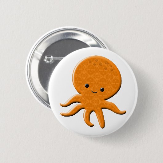 Niedlicher Shiny Octopus Cartoon Button (Vorne & Hinten)