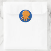 Niedlicher Shiny Octopus Cartoon Runder Aufkleber (Tasche)