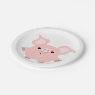 Niedlicher Shorty Cartoon-Schwein-Papier-Teller Pappteller