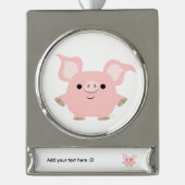 Niedlicher Shorty-Cartoon Schweinebanner Banner-Ornament Silber (Vorderseite)