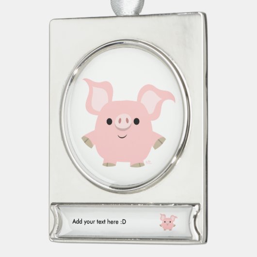 Niedlicher Shorty-Cartoon Schweinebanner Banner-Ornament Silber (Links)