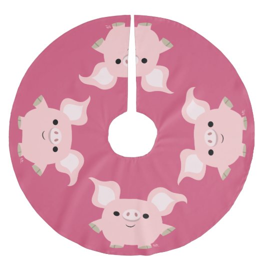 Niedlicher Shorty-Cartoon Schweinebaum-Rock Polyester Weihnachtsbaumdecke (Vorderseite)